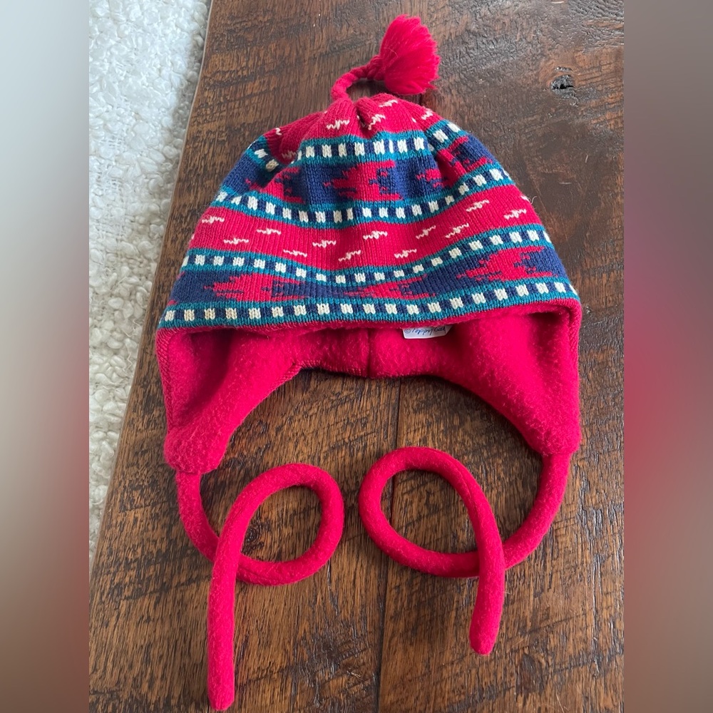 Vintage Turtle Fur Wool Blend Hat Vermont EUC Red Blue Green Tassel Earflaps